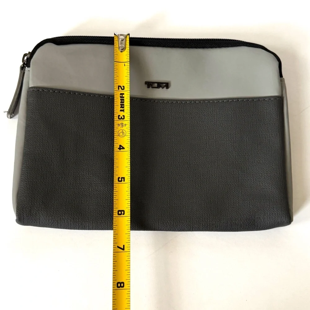 Tumi For Delta Travel Pouch Zip Case Gray Black Toiletry Tech Organizer